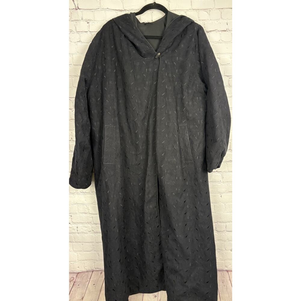 Mycra Pac Reversible Embroidered Coat Womens M/L Hooded Swing Travel Made in USA